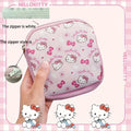 Sanrio Hello Kitty Cute Pink PU Menstrual Bag Lightweight and Portable Zipper Storage Bags for Sanitary Napkins Cosmetics