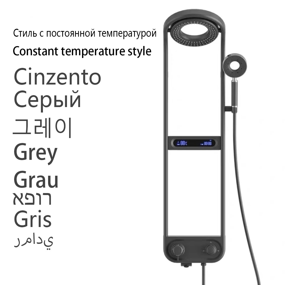 Modern Wall Mounted Constant Temperature SPA Rain Shower Panel Set with Storage Rack Smart Display Bathroom Donuts Shower System