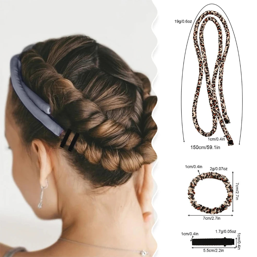 1Set Heatless Curling Rod Headband No Heat Silk Ribbon Rollers for Overnight Sleeping Curls Styling Kit with Hair Clip Scrunchie