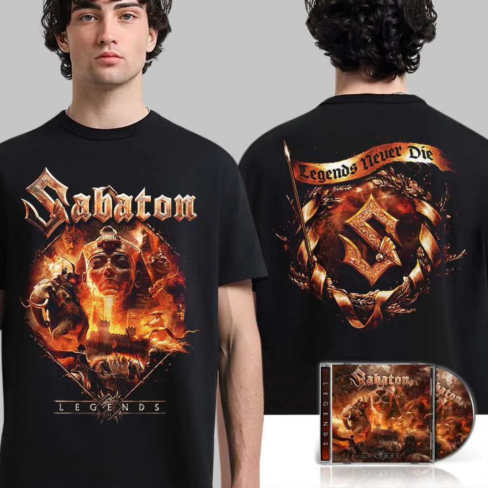 High Street T-shirt Summer Black ShortSleeve Cotton Casual Versatile Popular Recommendation Fan Gift Metal Music Fan Women Men