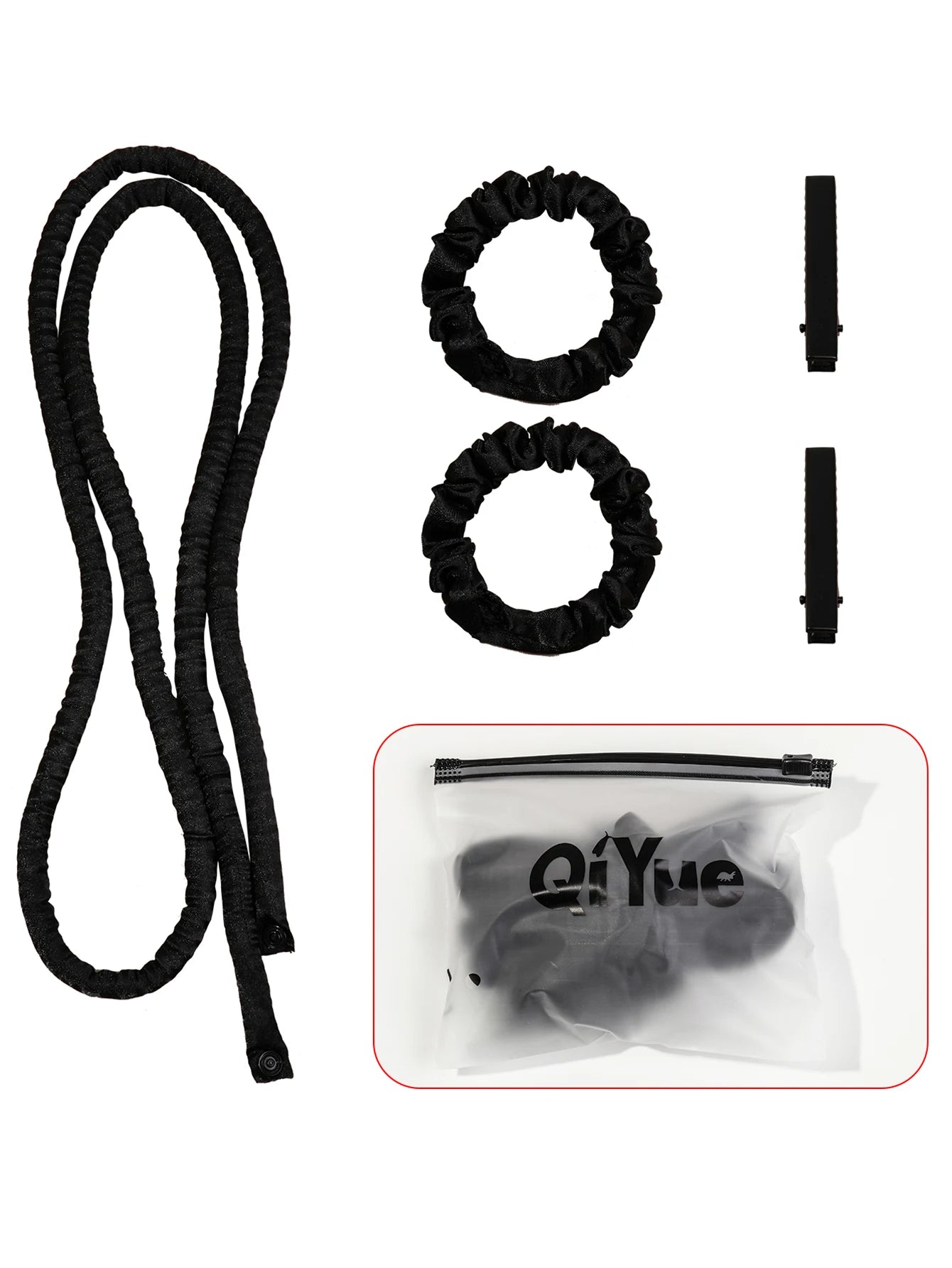 1Set Heatless Curling Rod Headband No Heat Silk Ribbon Rollers for Overnight Sleeping Curls Styling Kit with Hair Clip Scrunchie