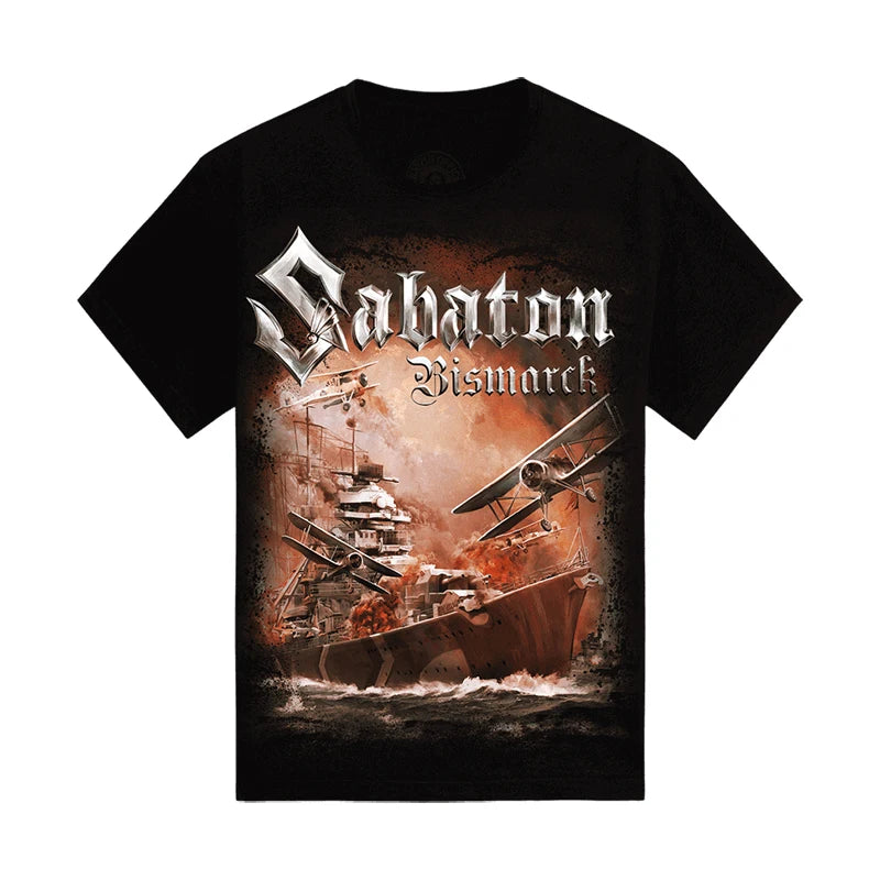High Street T-shirt Summer Black ShortSleeve Cotton Casual Versatile Popular Recommendation Fan Gift Metal Music Fan Women Men