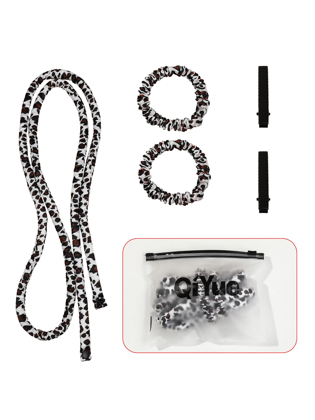 1Set Heatless Curling Rod Headband No Heat Silk Ribbon Rollers for Overnight Sleeping Curls Styling Kit with Hair Clip Scrunchie