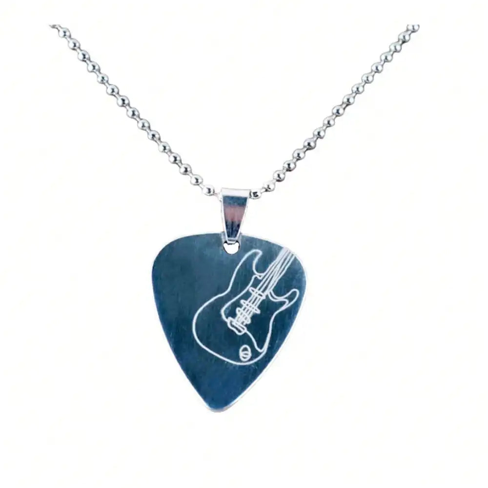 Guitar Pick Pendant Necklace for Men, Minimalist Metal Chain Jewelry, Hip Hop Style Accessory