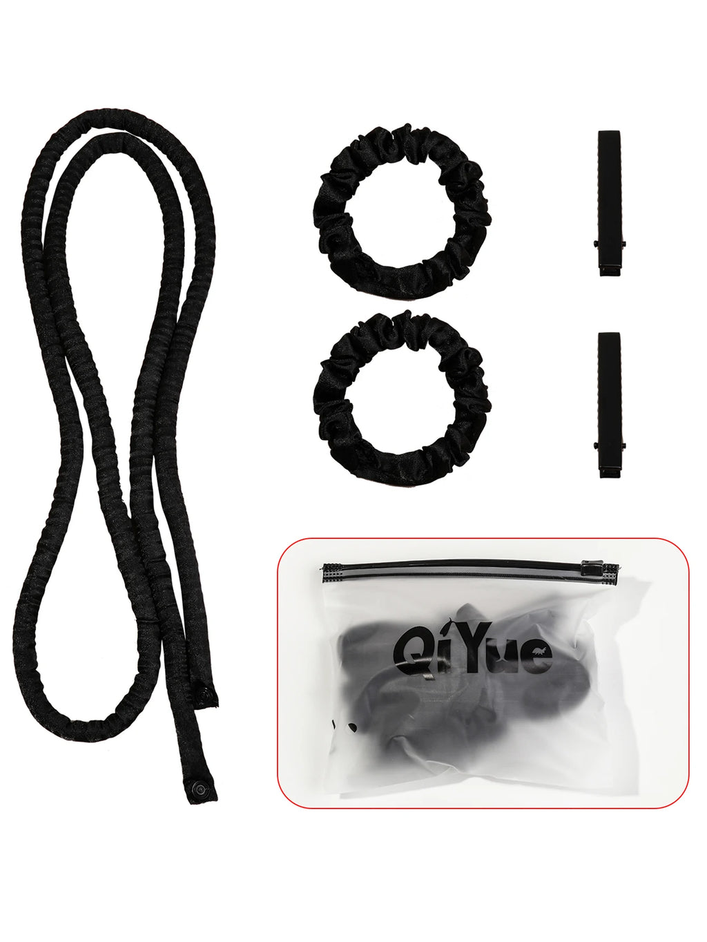1Set Heatless Curling Rod Headband No Heat Silk Ribbon Rollers for Overnight Sleeping Curls Styling Kit with Hair Clip Scrunchie