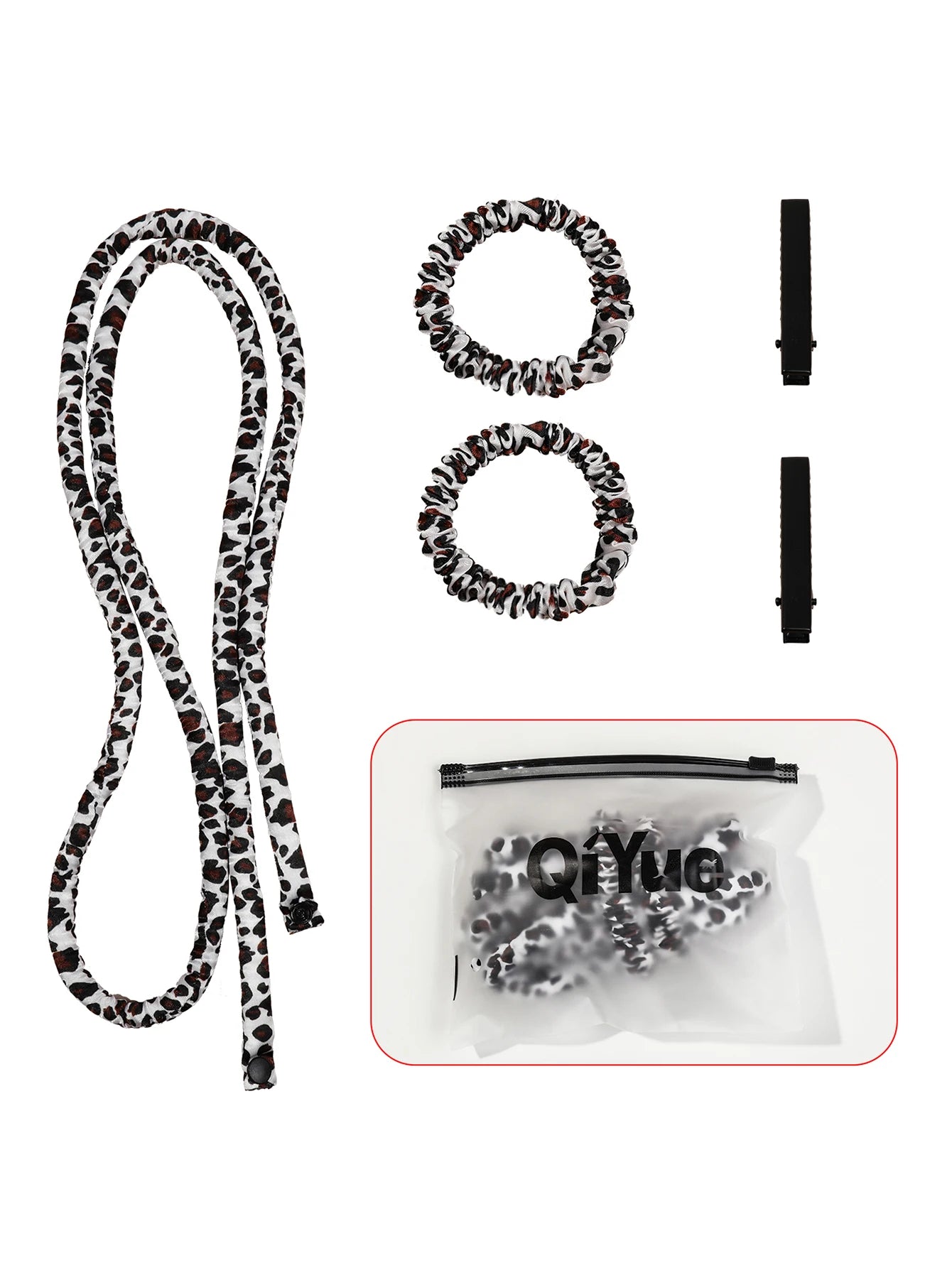 1Set Heatless Curling Rod Headband No Heat Silk Ribbon Rollers for Overnight Sleeping Curls Styling Kit with Hair Clip Scrunchie